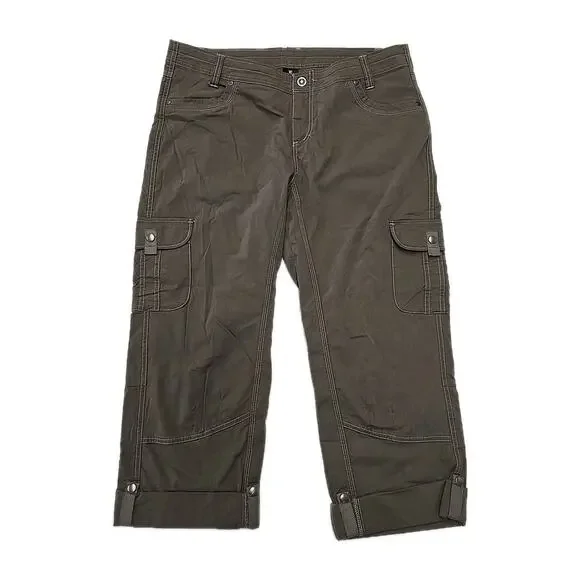 KUHL Splash Roll-Up Cargo Pants Women’s 16 REG Gray Brown Hiking Travel Capri - Picture 2 of 16